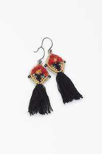 Earrings: ISHI ARETE PENDULO BLACK & ORANGE SILK - Y1015