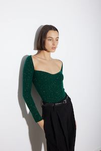 Knitwear: ARLO TOP GREEN CASHMERE