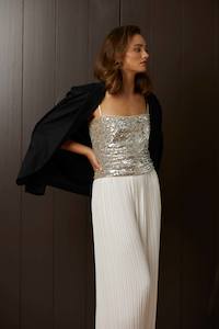 Sequins: SEQUIN CORSET WHITE GOLD