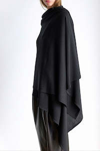 Scarves: OVERSIZED KNITTED WRAP - NOIR