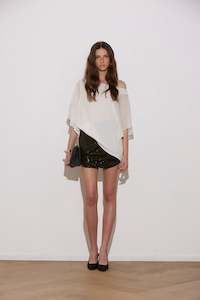 ROUCHED SEQUIN MINI SKIRT CROCODILE