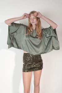 Sequins: ROUCHED SEQUIN MINI SKIRT TROPICAL