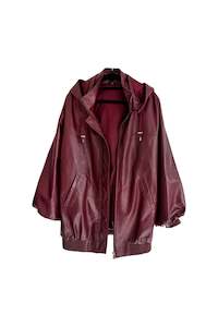 Products: HOODED CHERRY LEATHER JACKET