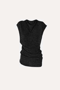 MYKIE EVENING TOP SILVER LUREX HERRINGBONE RUNWAY