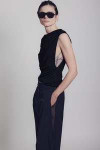 Clothing: MYKIE EVENING TOP LUREX BLACK RUNWAY