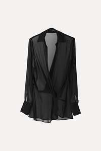Clothing: KNOTTED SHIRT SHEER SILK BLACK