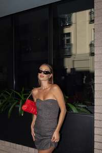 Sale: STARLET DRESS BROWN HERRINGBONE