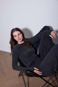 Clothing: GIOVANNI BOATNECK TOP SILVER HERRINGBONE LUREX