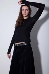 Clothing: GIOVANNI BOATNECK TOP BLACK LUREX (Twill effect)