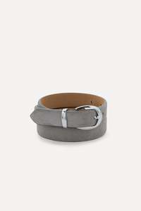 KOYU LEATHER BELT SILVER GREY