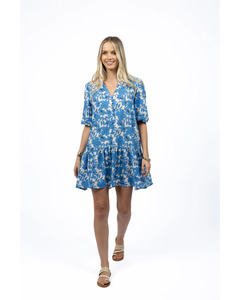 Humidity - Fleur Smock Dress (Blue/Stone)