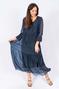 The Italian Closet: The Italian Closet - Stevie Silk Dress Navy