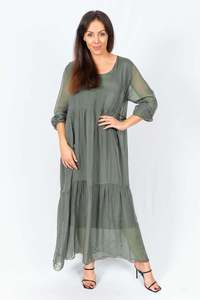 The Italian Closet - Stevie Silk Dress Khaki