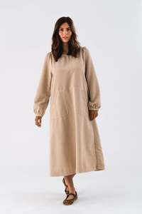 Lollys Laundry: Lolly's Laundry - Lucas Midi Dress LS (Sand)