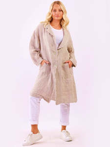 Lilliano: Lilliano -  Italian Linen Raw Edge Long Button Jacket (Pink)