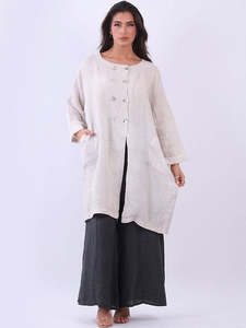 Lilliano: LILLIANO - Made In Italy Linen Lagenlook Double Breast Cardigan