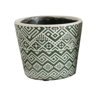 Cc Interiors: CC Interiors - Green & White Patterned Planter #1