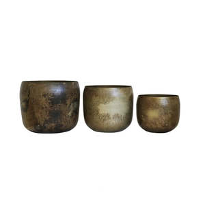 Cc Interiors: CC Interior - Haveli Planter in Antique Brass Finish (Large)