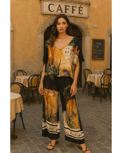 Cindy G Fashion - French Print Top - Black