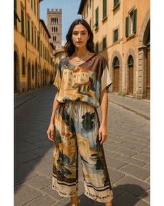 New Fashion: Cindy G Fashion - French Print Pant - chocolate