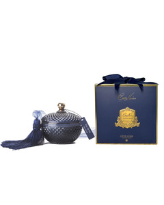 Room Fragrances: Cote Noire - Black Round Art Deco Candle (Navy)