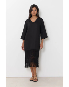 Adorne: Adorne - Reyes Fringe Detail Dress (Black)