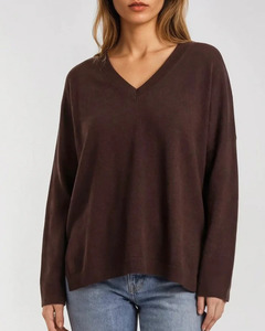 Knitwear: Alete Threads - Always V Neck (Dark Chocolate)
