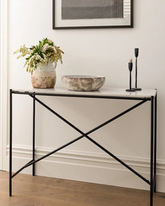 Home Decor: French Country - Calypso Cross Bar Iron & Marble Console