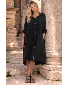 Lilliano: Lilliano - Linen Button Front Shirt Dress
