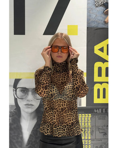 Lolly's Laundry - Orie High Neck Blouse LS (Leopard)
