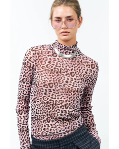 Lolly's Laundry - Orie High Neck Blouse LS (Leopard Pink)