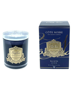 Room Fragrances: Cote Noire - Dark Vessel Candle with Gold Badge - Eau De Vie (450g)