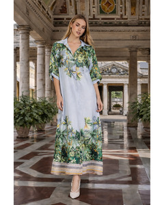 LILLIANO - Italian Tropical Silk Viscose Dress (Grey)