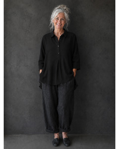 Blouses: Flaxbloom - Stella Shirt (Black) OS