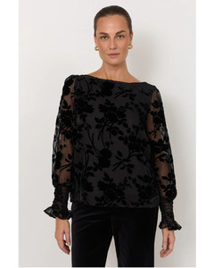 Adorne - Clover Burnout Top (Black)