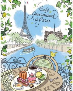 Provence - Tea towel Cafe Gourmand Paris (48x72cm)