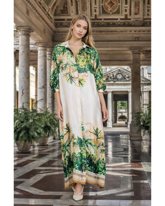 LILLIANO - Italian Tropical Silk Viscose Dress (Champagne)