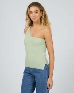 Tops: Dustin One Shoulder Top / Sage | Silent Theory