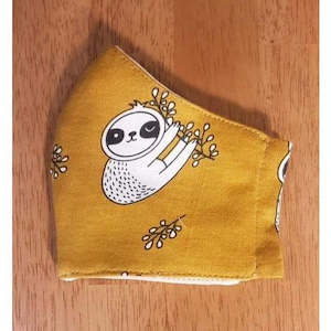 Face Masks: Face Masks - 100% Cotton - Sloth .
