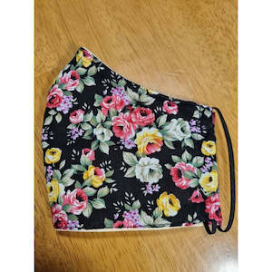Face Masks: Face Masks - Cotton | Black w/ Roses