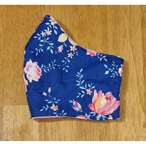 Face Masks: Face Masks - Cotton | Blue Floral