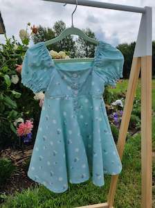 Kode Kids 1: Marigold Dress |  Mint w/ sm white flowers