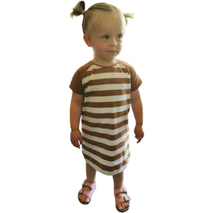 Kode Kids 1: Millie T-Shirt Dress | Mustard & White Stripe