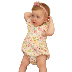 Kode Kids 1: Polly Romper - Pink / Yellow Florals