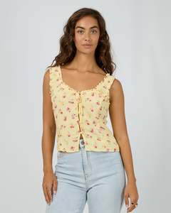 Birdie Top Yellow Print / All About Eve