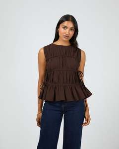 Best Selling: Lou Lou Tie Top / Brown | All About Eve