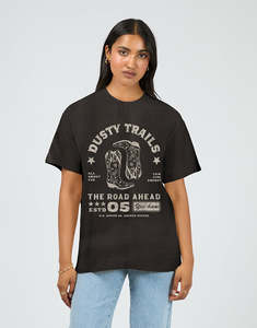 Dusty Trails Relaxed Tee  / Washed Black | All About Eve