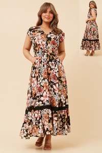 Dusky Florals Maxi Dress | Black Floral