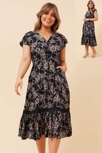 Dusky Midi Dress | Navy Floral