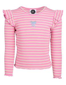 Best Selling: Maya Frill Long Sleeve Rib Top / Pink | Eve Girl